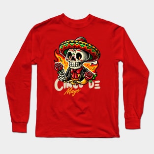 Cinco de mayo skull head Long Sleeve T-Shirt